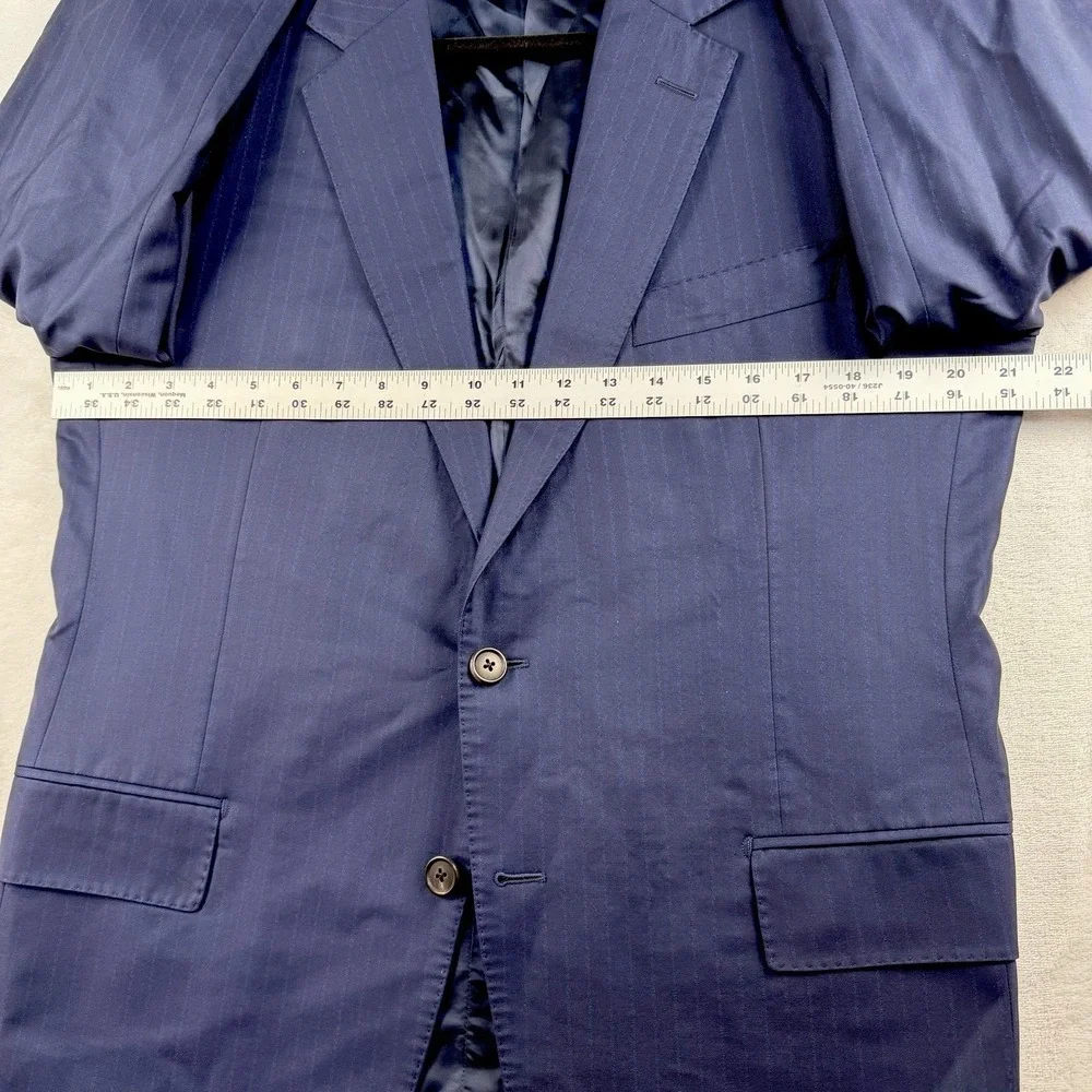 Gieves & Hawkes BESPOKE Blazer Sport Coat Men's 42R Navy Blue Shadow Stripe